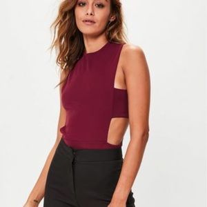 Red bodysuit with side cut outs